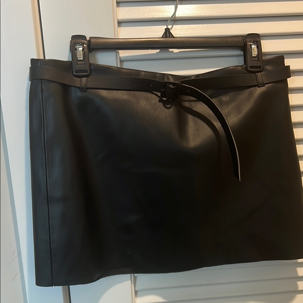 Mango Black Faux Leather Skirt